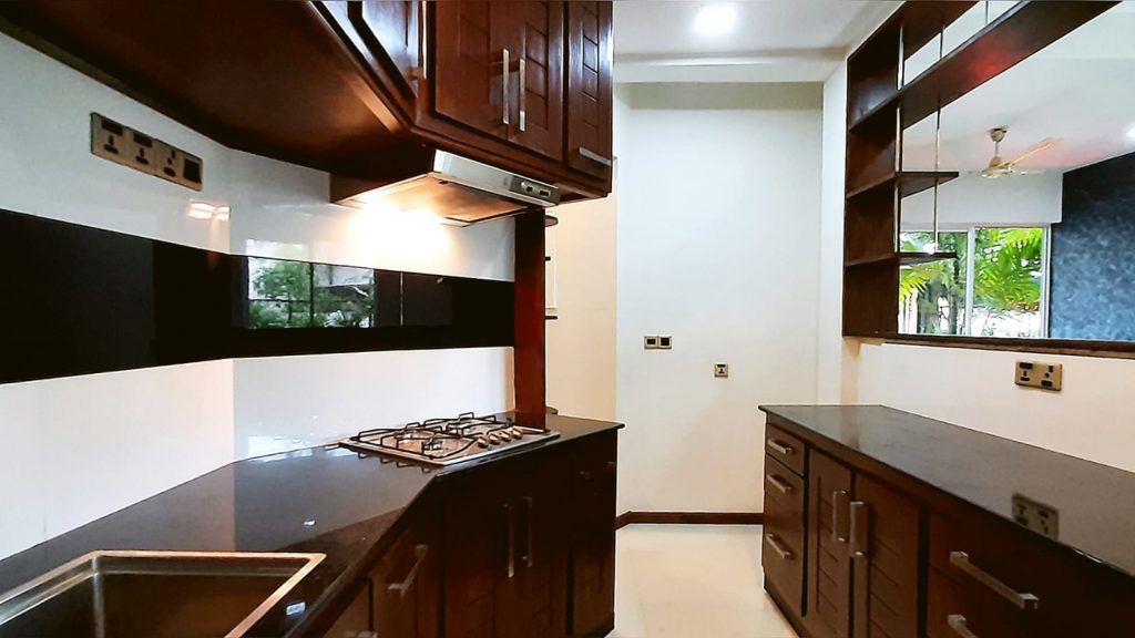 Kitchen space on the ground level of this house for sale in Mount Lavinia. 